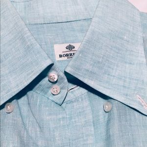 LUIGI BORRELLI NAPOLI Linen light green shirt